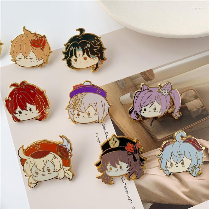 

Brooches Genshin Impacts Hard Metal Enamel Pin Cartoon Zhongli Hutao Xiao Ganyu Keqing Qiqi Exquisite Badges Anime Jewelry Gift For Fans