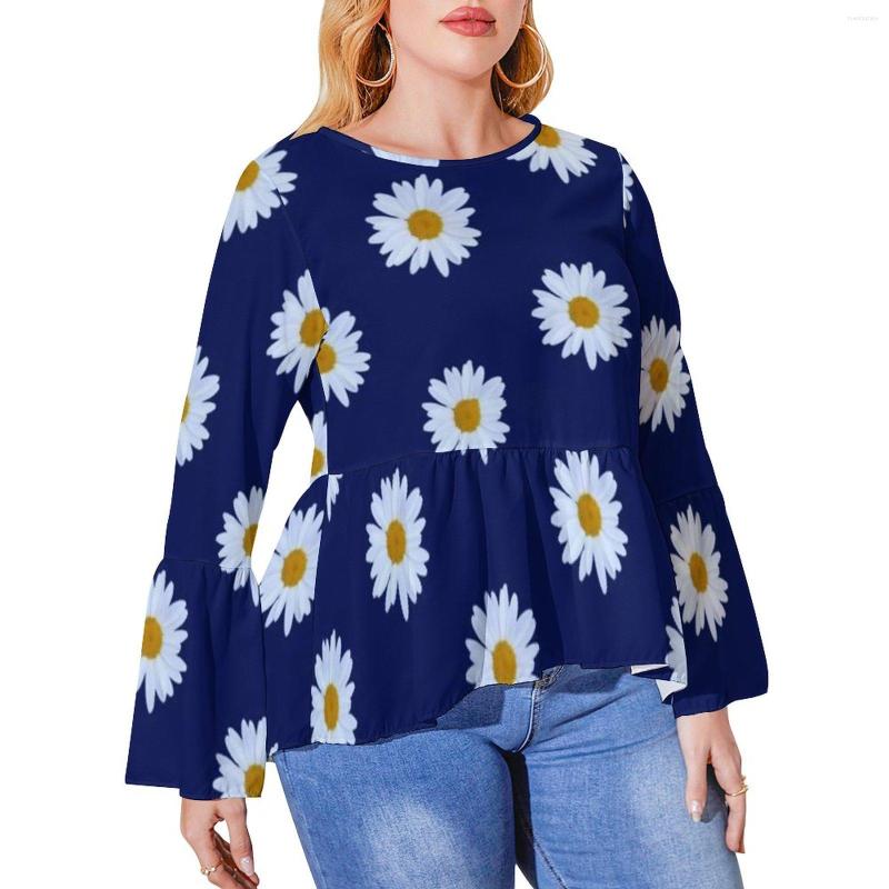 

Shirt White Daisies T Daisy Delight Floral Print Classic Long Sleeve Shirts Graphic Kawaii Tee Women Clothes Plus Size, Style-1