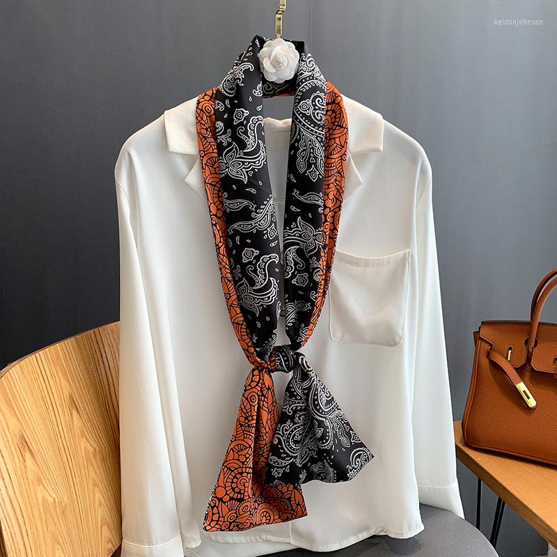 

Scarves 2022 Print Silk Long Scarf Women Luxury Neckerchief Summer Headband Female Kerchief Bag Scarfs Hairband Neck Ladies