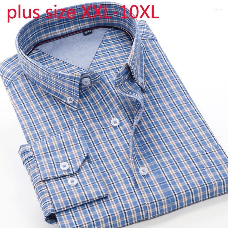 

Men's Casual Shirts Autumn Arrival And Fashion Spring Smart Plaid Long Sleeve Men Extra Large Coat Plus Size XL-7XL 8XL 9XL, 83188