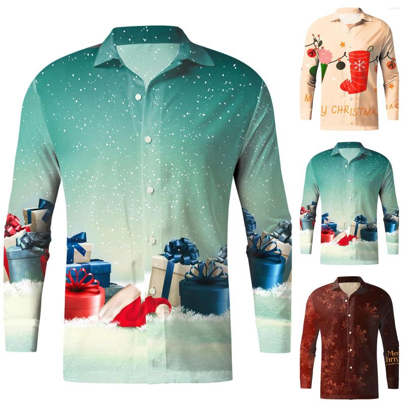

Men's T Shirts Men Casual Autumn Winter Long Sleeve Christmas 3D Printed Fashion Top Blouse Shirt 90s Vintage Tees Aesthetic, Green