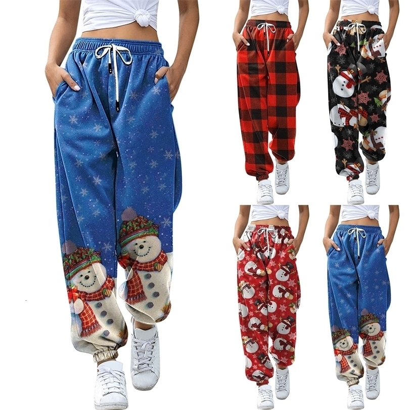 

Womens Pants Capris Christmas Print Sweatpant for Women Autumn Winter Baggy Drawstring High Waist Gym Sport Jogger Ladies Casual Trousers 221113, Abu