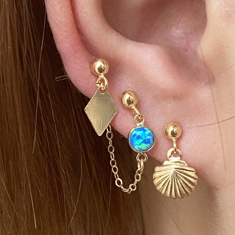 

Stud Earrings Beautiful 14K Gold Filled Jewelry Chain Opal Earring For Women