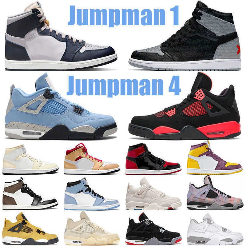 

Jumpman 1 Basketball Shoes Men Women Trainers 4 Red Thunder White Oreo 4s Sneakers Canvas 1s Rebellionaire Bred Patent Georgetown Sports Jor, A34 36-46 satin black toe