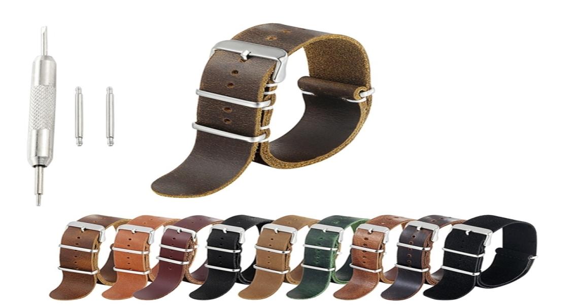 

ZULU Leather Watch Band Nato Watch Strap High Quality Brown Coffee Calfskin Watchband Bracelet Wristband 18mm 20mm 22mm 24mm 220514969586