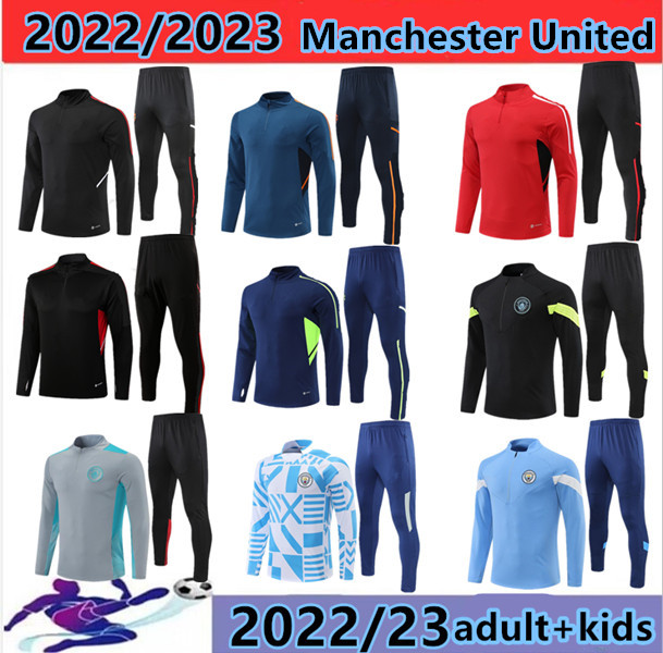 

2022-2023 kids MANCHESTER SANCHO Jerseys soccer Tracksuit UNITEDs Track suits jacket 22/23 F. DE JONG RONALDO chandal training FERNANDES RASHFORD UTD sports wear 88, Blue