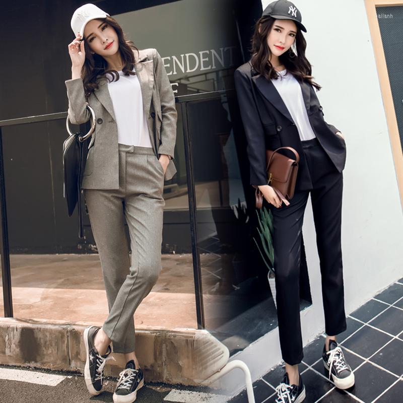 

Women's Two Piece Pants Formal Suits For Women Casual Office Business Suitspants Work Wear Sets Uniform Styles Elegant Pant Black Set