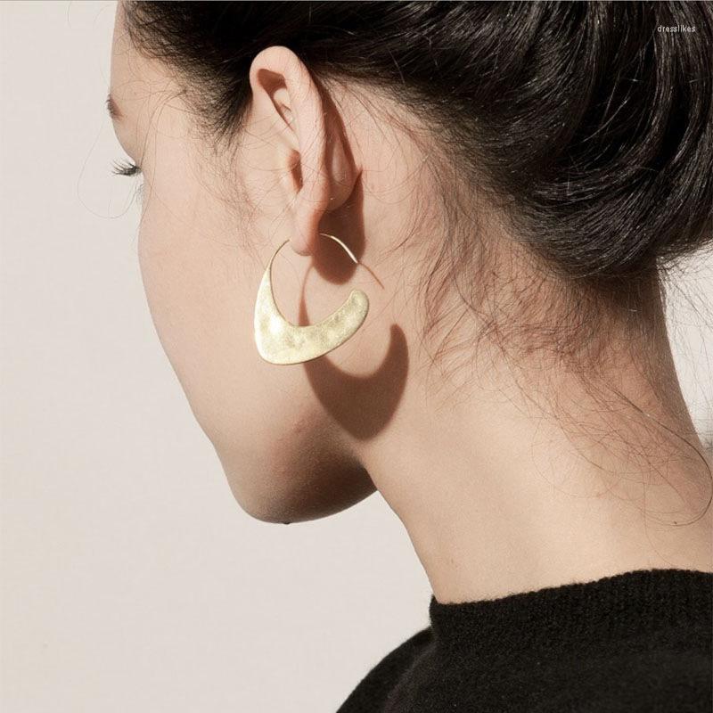 

Hoop Earrings SRCOI Minimalist Boho Gold Color Alloy Geometric Earring Fashion Trending Women Party Metal Leaf Ear Loop Bijoux Jewelry