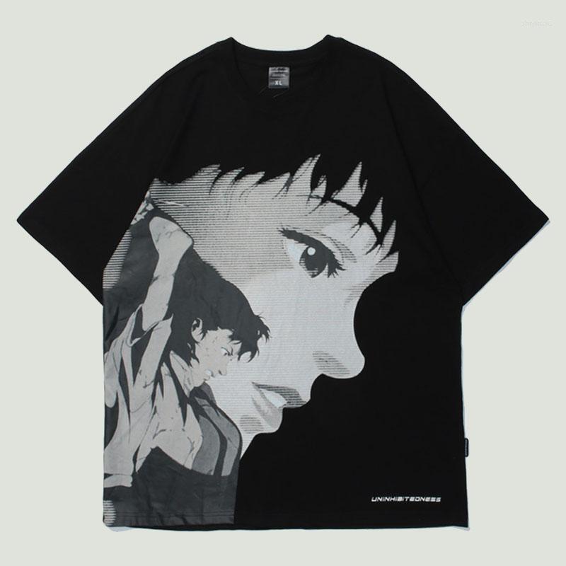

Men's T Shirts Harajuku Cartoon Anime Printing Short Sleeve T-shirt Hip Hop Streetwear Summer Loose O-Neck Cotton T-shirts Fashion, Black