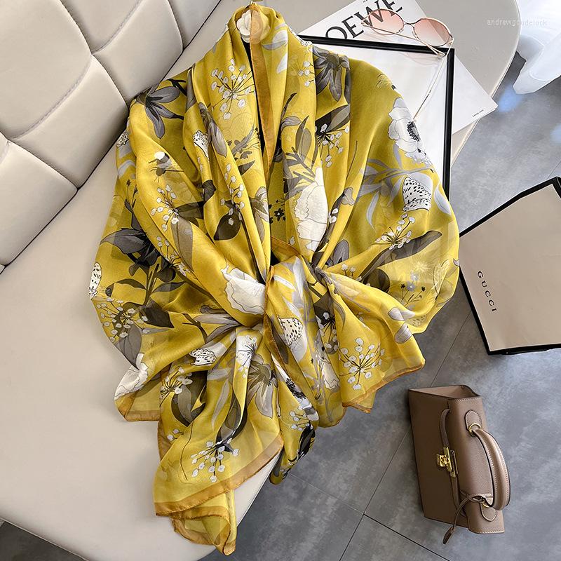 

Scarves 2022 Chiffon Shawls Female 130 180cm Spring Summer Silk Scarf Large Beach Towel Wraps Holiday Gauze Sunscreen Hijab