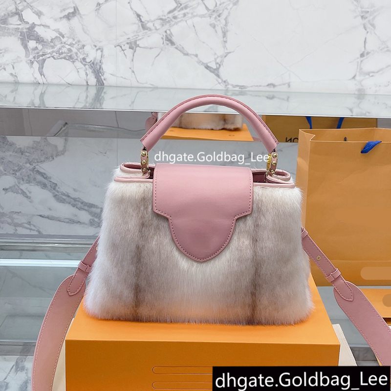 

shoulder bag Totes lleather Handbags crossbody bag mink rabbit hair Taurillon 28cm 20cm designer bags N92800 N92801 M56071 M56845 mini Capucines bb ARTYCAPUCINES, Dust bag for free