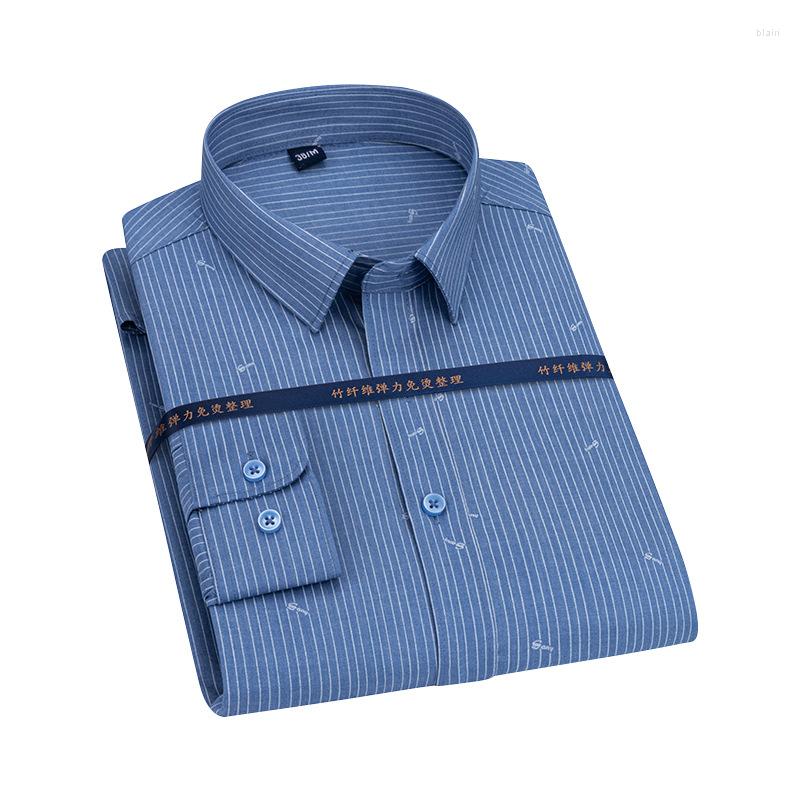 

Men's Casual Shirts Bamboo Fiber Stripes Printing Pure Color Longsleeve Shirt For Men Slim Fit Business Button Up, Tl5016