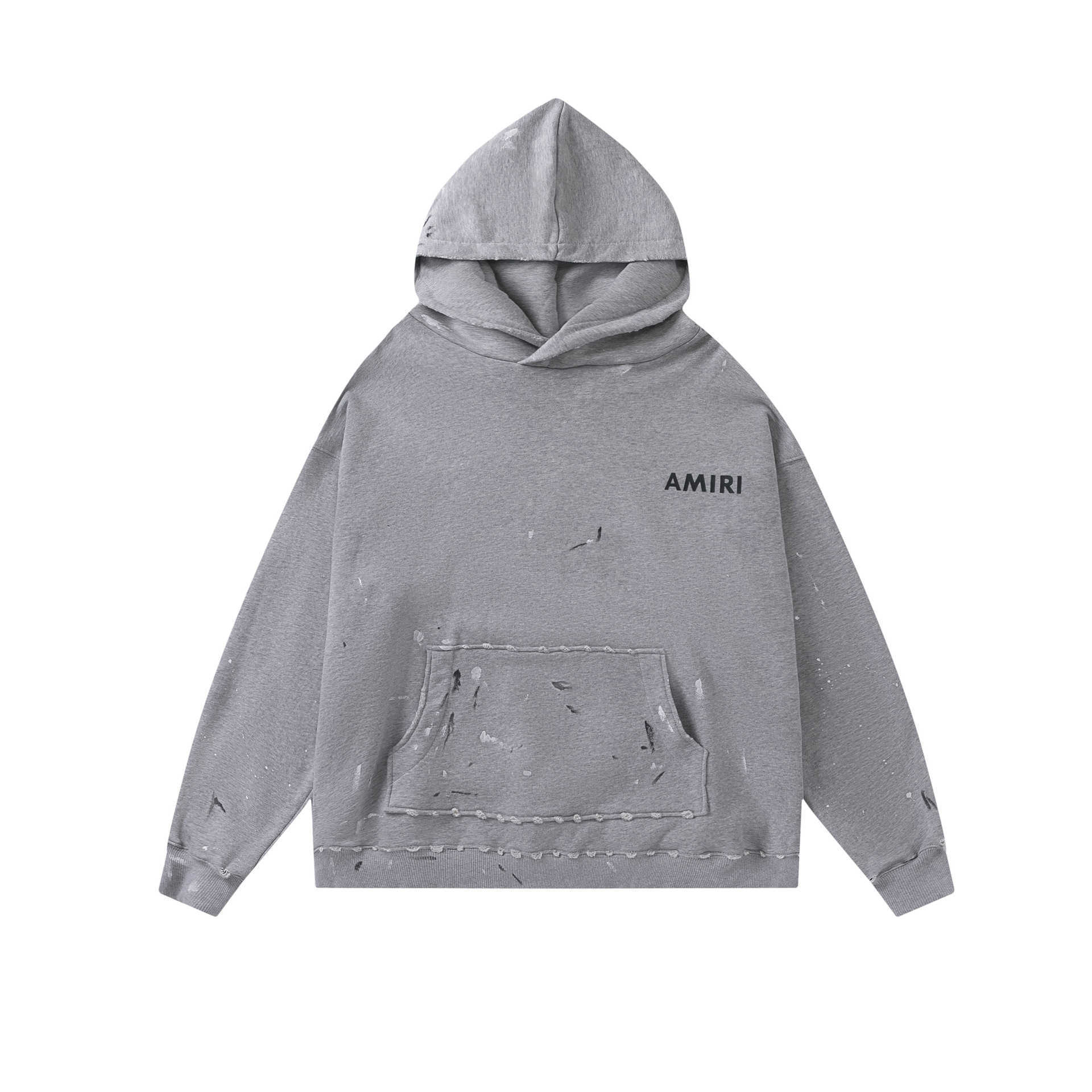

Men' Hoody Fashion Amri Hoodie Designer Cotton 2022 Autumn Winter New Speckled Ink Perforated Loose for Women Couples Casual Pullover Sweater Unis WUXF, Gray