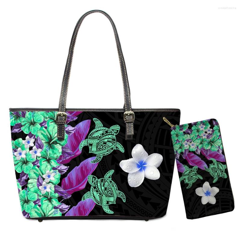 

Evening Bags ELVISWORDS Lady Shoulder Purses 2Pcs/Set Tortoise Flower Printing Casual Tote Women Top-Handle Bag Custom Handbags Wallet, Ftz2429dpz21