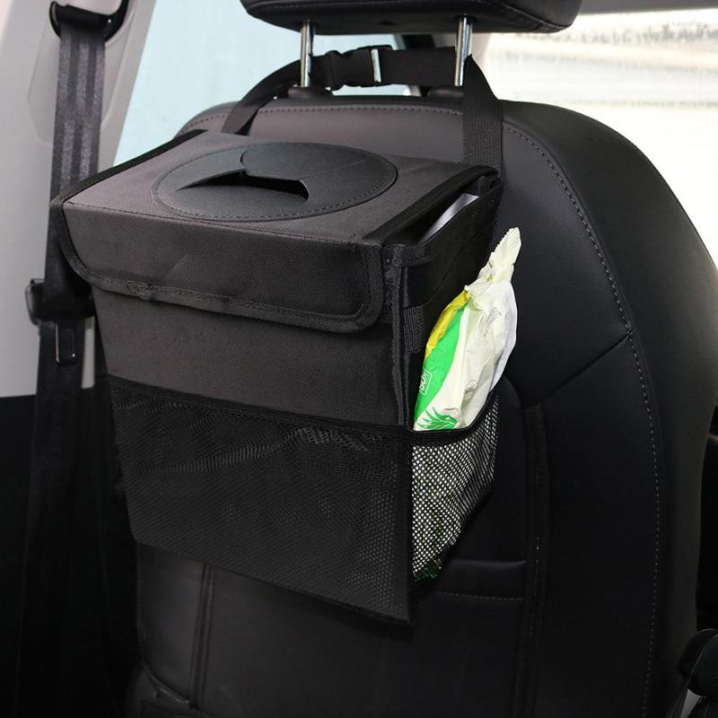 

Interior Accessories 9.5L Large Nylon PVC Waterproof Car Trash Can Foldable Organizer Garbage Dump For Cars Storage Pockets
