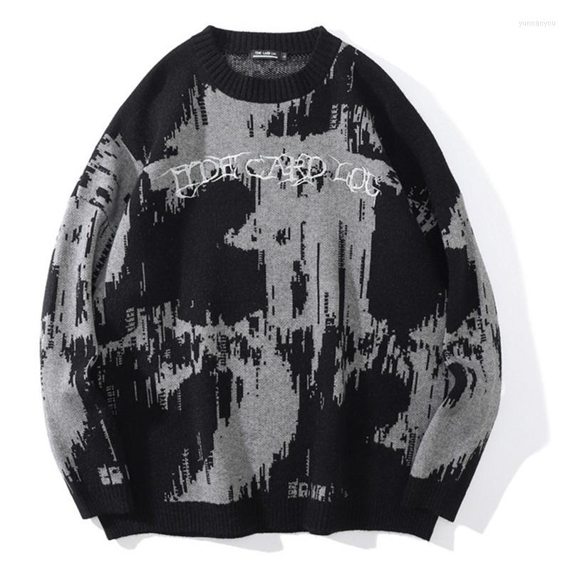 

Men's Sweaters 2022 Hip Hop Knitted Jumper Sweater Gothic Letter Embroidery Tie-dye Streetwear Pullover Men Autumn Harajuku Oversized, White