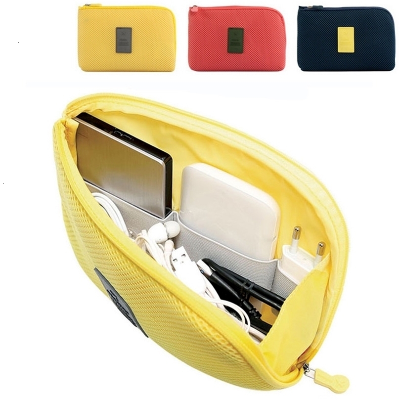 

Cosmetic Bags Cases Fashion Travel Zipper Bag Women Casual USB Data Cable Headset Earphone Solid Color Large Capacity Organizer Makeup 221114, Yellow