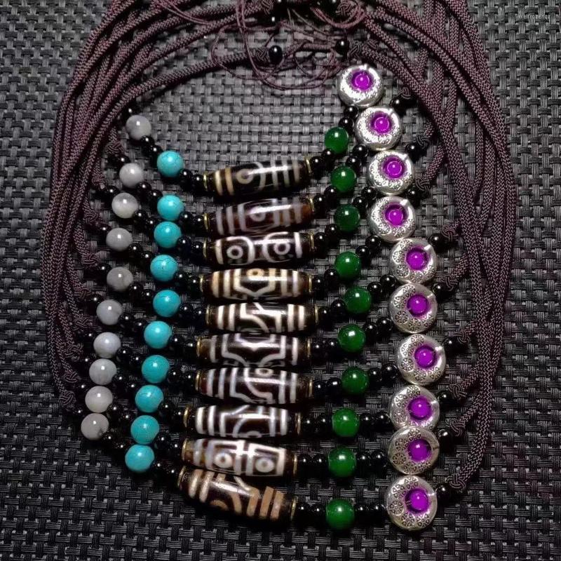 

Chains 30pcs/lot Bijoux Mariage Collares Colares Feminino Colar Masculino Vintage Jewelry Tibet Natural Agate High Quality Wholesale