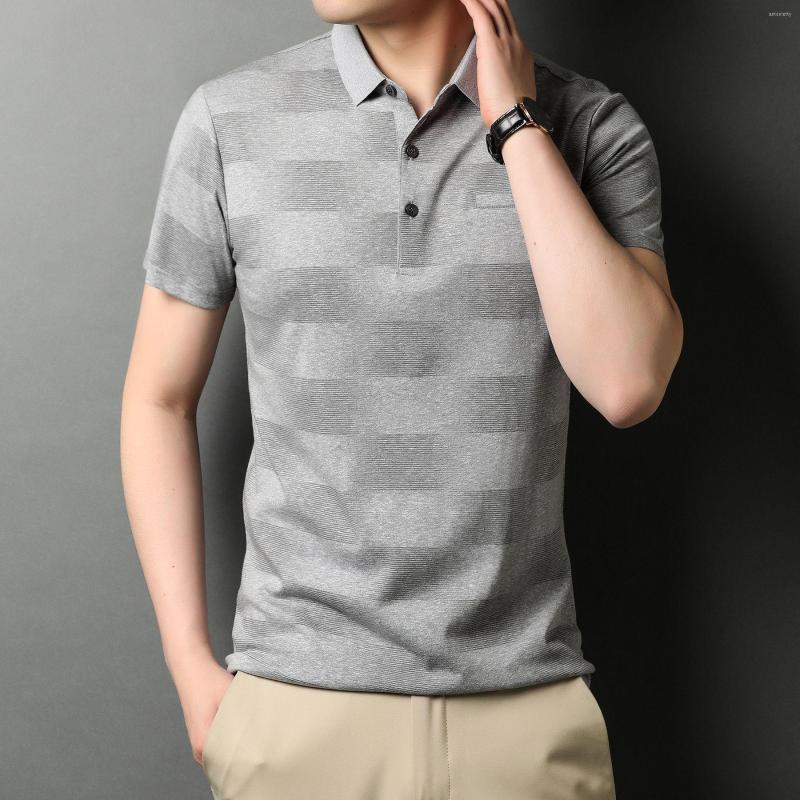 

Men's Polos 2022 Summer Short Sleeve Polo Shirt Top Thin T-shirt Slim Bottoming, Gray