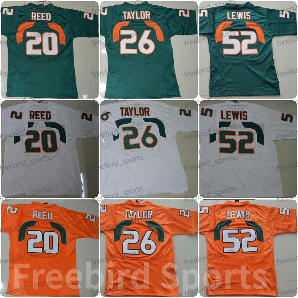 

NCAA Hurricanes Ed Reed Football Jersey White Sean Taylor Ray Lewis Green White College University Stitched Men Jerseys Mesh, Men;as