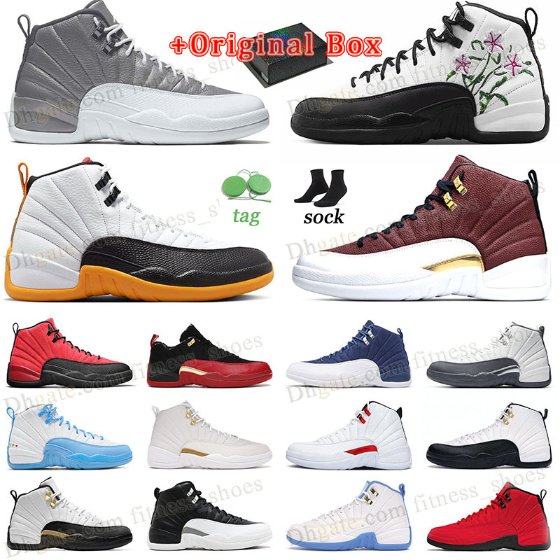 

Jumpman 12s Basketball Shoes Wholesale Designer Hot 2022 New Original With Box 25 Year in China Hyper Royal GS Floral Stealth Dark Grey Mens Womens Sneakers Trainers, P11 40-47 university gold-black