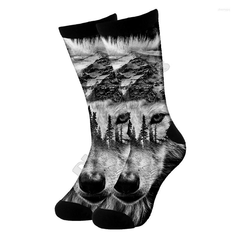 

Men's Socks Snow Wolf High 3d Printed Men For Women Funny Fashion Long 03