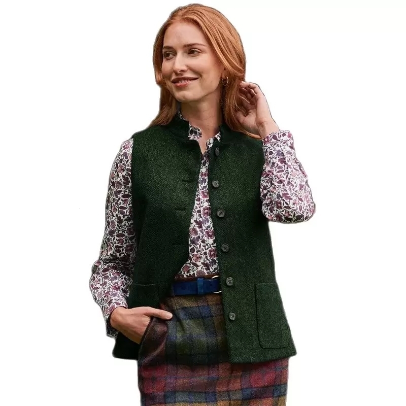 

Women' Vests Women' Stand Collar Suit Tank Top Herringbone Fleece Jacket Sleeveless Casual Steampunk Tank Top Women' 221114, Brown