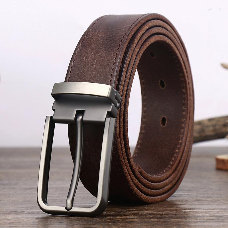 

Belts 3.3Cm Wide Needle Buckle Men's Cowhide Leather Belt Personality Retro Handmade Fashion Jeans Youth Gift, Black
