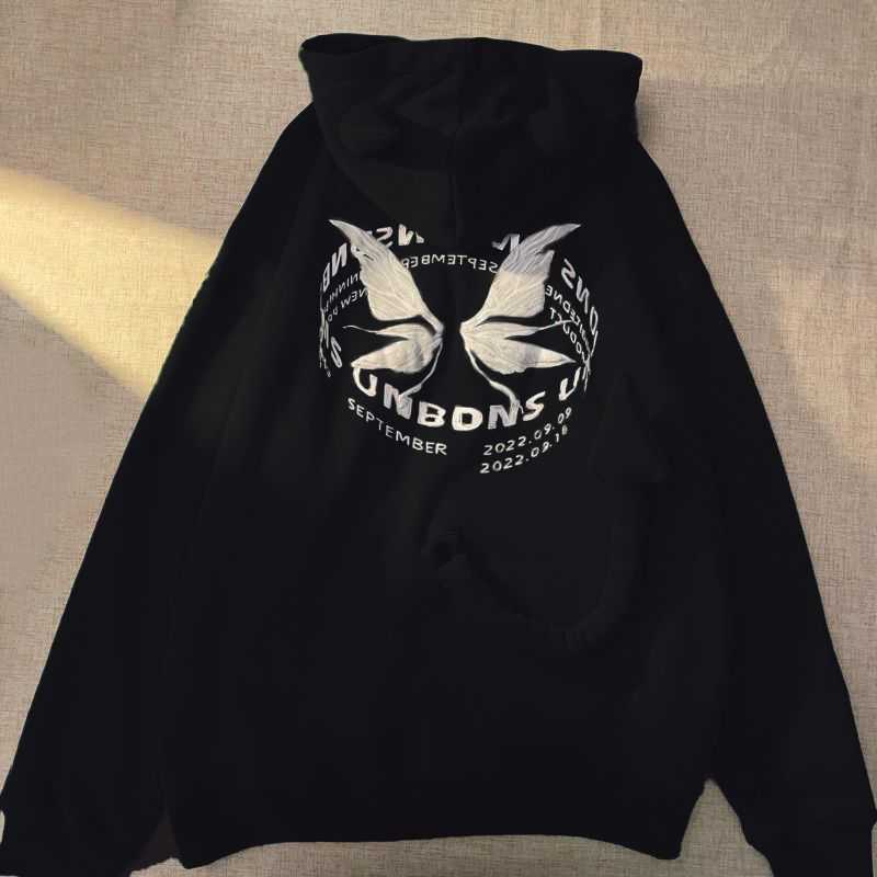 

Fashion y2k devil horn hooded jacket designer hoodie men women wool thickened sweater loose zipper cardigan coat Hip Hop top, Black