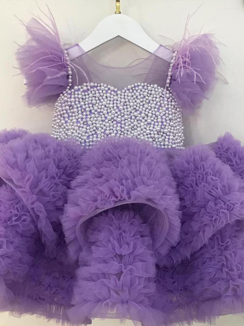 

Girl Dresses Purple Child Wedding Dress Puffy Tulle Flower Tiered For Very Elegant Party Girls', Pink