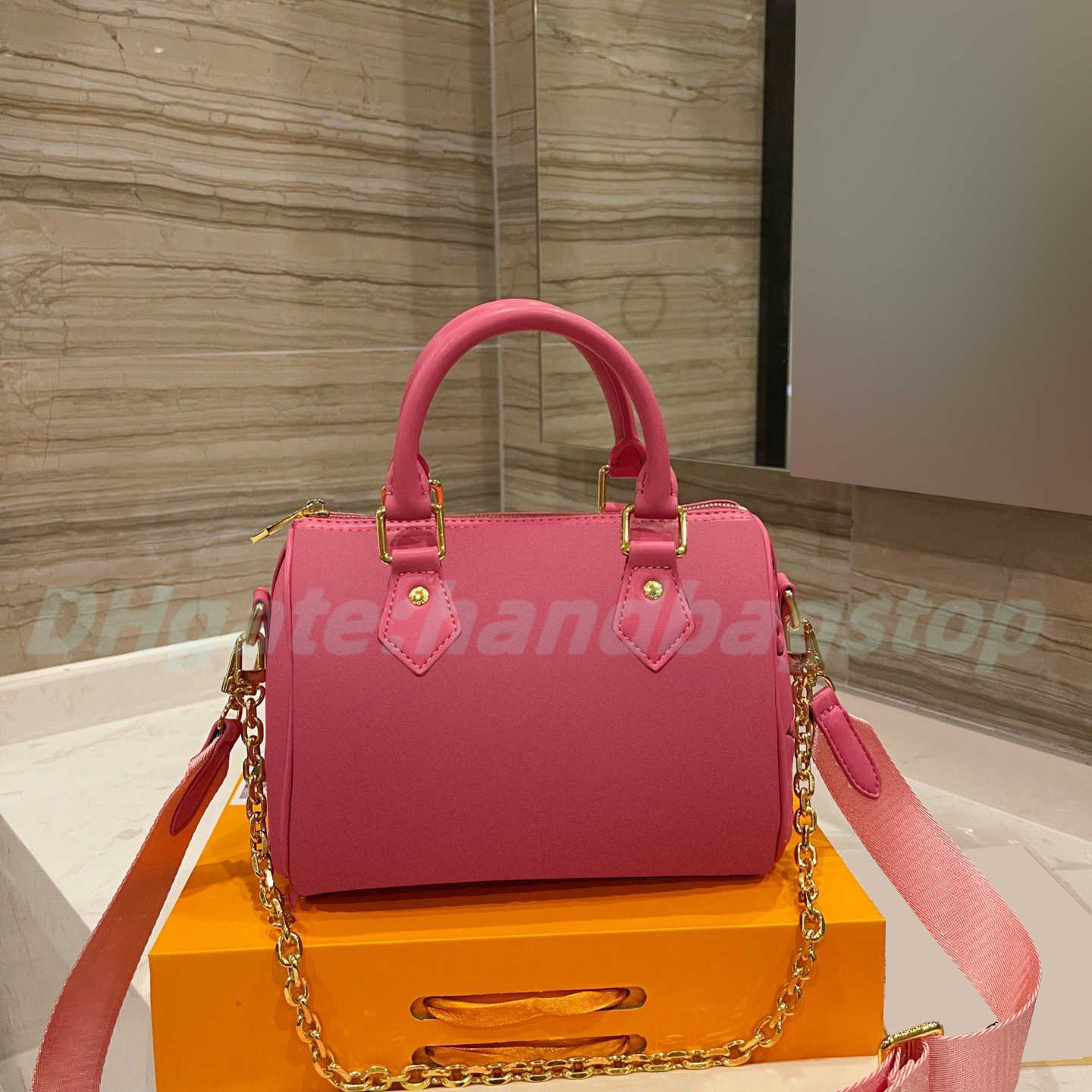 

Lvity Designer Shoulder Bag COUSSIN crossbody Bags Genuine leather HIGH quality SPEEDY BANDOULIERE 22 Women's men tote Luxury fashion GIFT, Pink