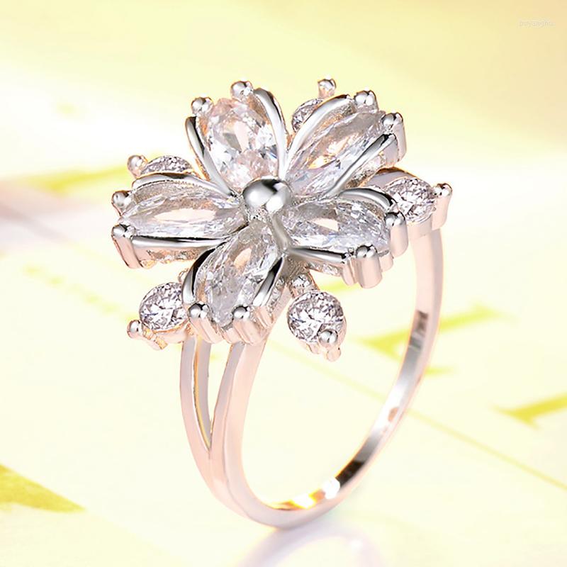 

Wedding Rings French Romance And Charm Flowers Handmade Pink Cubic Zircon Ring For Girls Women Couple In Leisure Sports Neo-gothic