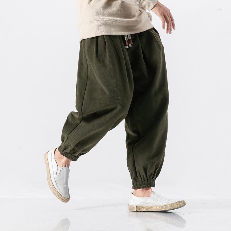 

Men's Pants Autumn/winter 2022 Color Velvet Thick Cashmering Woolen Japanese Men's Casual Tied Foot, Black