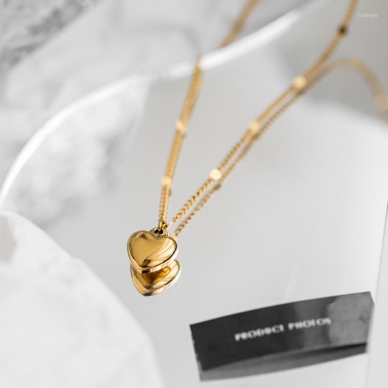 

Choker Fashion 316 Stainless Steel Gold Color Necklace For Women Love Heart Pendant Temperament Jewelry Gift