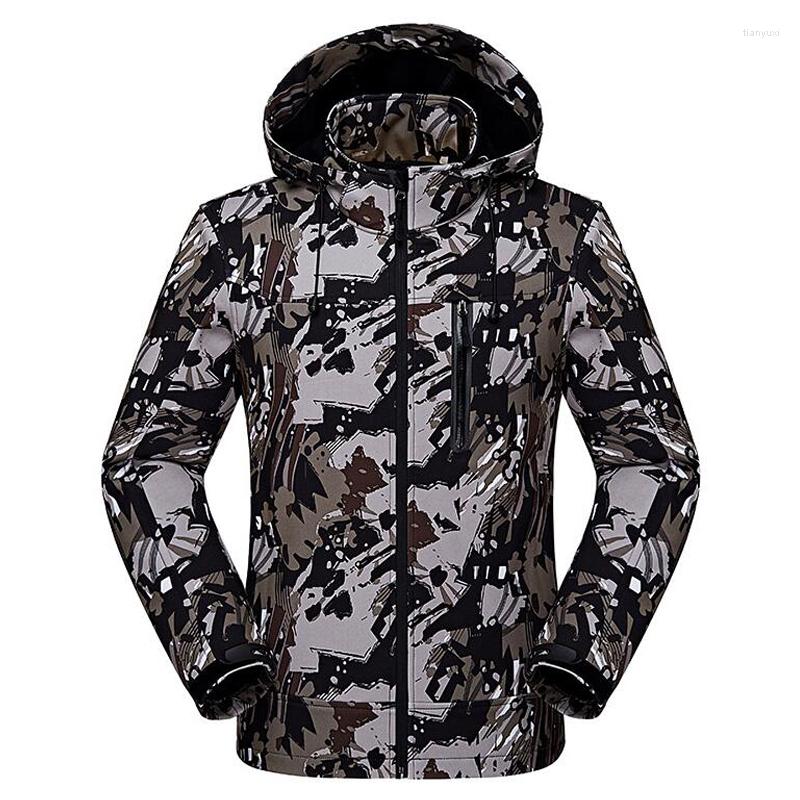 

Men's Jackets Soft Shell Assault Clothing Male Camouflage Warm Fleece Spring Autumn Thin Jacket Men Waterproof Windbreaker Hooded Outwear, Black