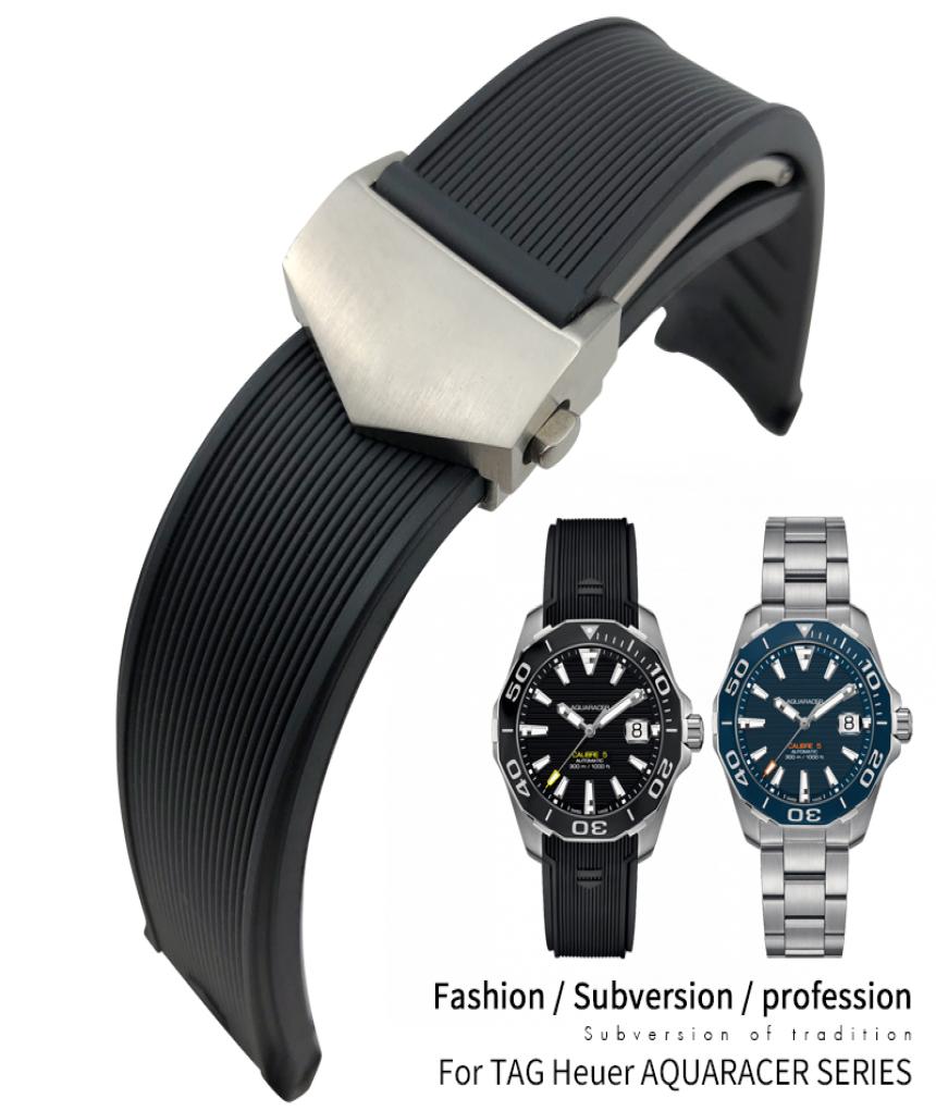 

20mm 22mm Rubber Silicone Watch Band Waterproof Bracelets Black Blue Strap for TAG Heuer AQUARACER 300 WAY201B CALIBRE 5 Accessori9787878
