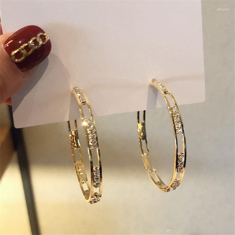

Hoop Earrings Fashion Trend 2022 Golden Round Crystal Earring For Women Geometric Party Gifts The