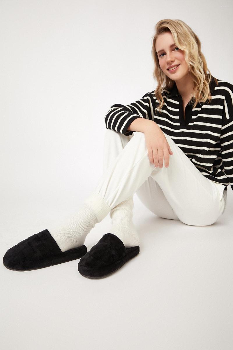 

Men's Socks Happiness Ist. Women's Plush Home Slipper OD00002, Black