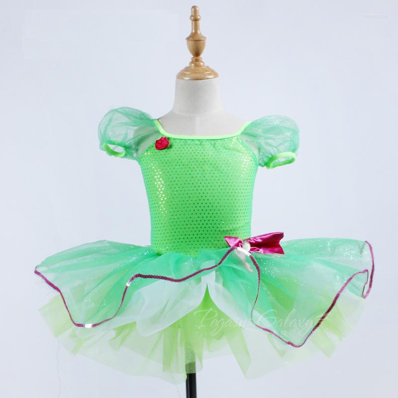 

Stage Wear Kids Dancing Clothes For Ballet Women Dancewear Green Sequins TUTU Dance Costume Girls Swan Lake Dress, As the picture