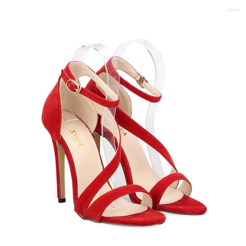

Dress Shoes LOSLANDIFEN Women Sexy Heels Sandals Open Toe Ankle Straps High Stilettos Suede Wedding Party Plus Size, Nude