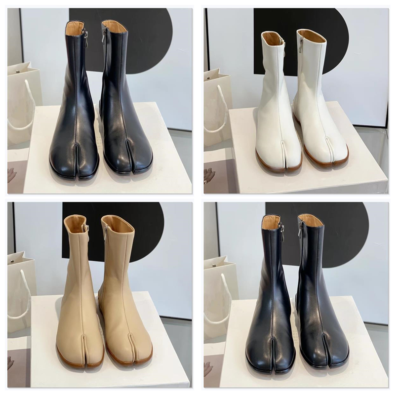 

2023 New Split Toe Women Real Leather Ninja Boots For Fashion Winter Shoes Ankle Cow Leather Luxury Design, Shoe box