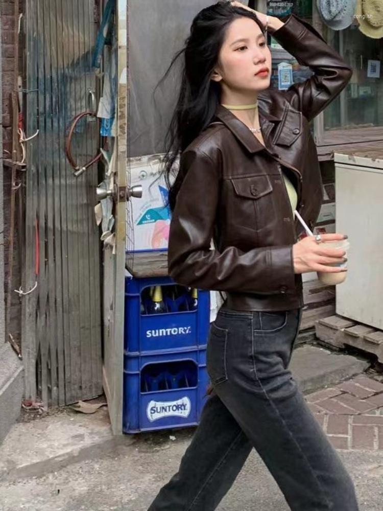 

Women's Leather Short Jacket Women's Pu In Autumn And Winter 2022 Faux Fur Coat, Black