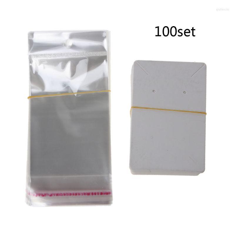 

Jewelry Pouches 100Pcs Blank Kraft Paper Packaging Card Tags Used For Necklace Earring Display Cards With Self- Bags