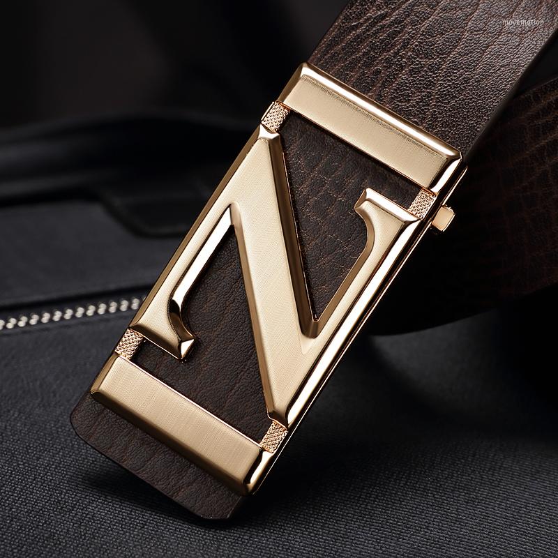 

Belts Z Letter Men Belt Luxury Casual Coffe Strap For Male Genuine Leather Designer Waist Cowskin Fashion Waistband, Black