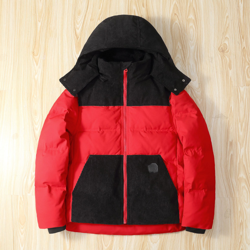 

Men's Down Parkas Brand Men Woman Couple Warm Thick Down Jackets Winter Casual Mens Outwear Coats Corduroy Patchwork Quality Puffer Jacket 221111, Black leather
