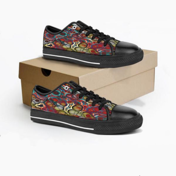 

Men Stitch Shoes Custom Sneaker Hand Painted Canvas Womens Fashion Black Red Low Cut Breathable Walking Jogging Women Trainer