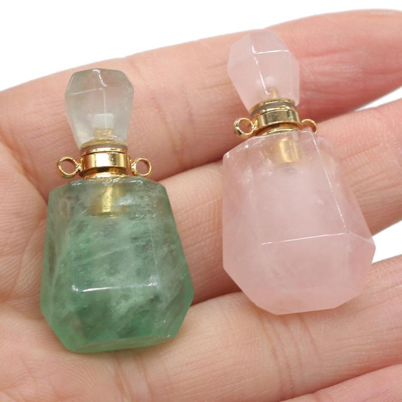 

Pendant Necklaces Natural Stone Perfume Bottle Section Semi-Precious Charms For Jewelry Making DIY Necklace Accessories Size 20x38mm