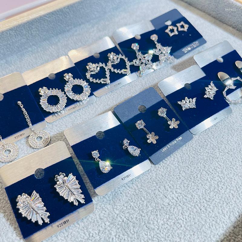 

Stud Earrings 10 Pairs/Lot Shiny Cubic Zirconia Pierced Water Drop Heart Ear Girls Cute Crown Factory Wholesale Bridal Jewelry