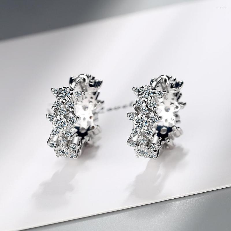 

Hoop Earrings Crystal Zircon Silver Color Earring For Girl Birthday Gold Loop Jewelry Party Gifts Oorbellen Pendientes