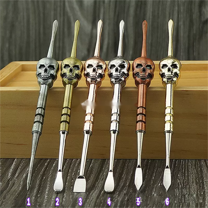 smoke accessory dab tool Smoking Skull Wax 120MM Adjustable 6 Colors Dab Jar Tools Metal For dry herb Vape Vax Atomizer smoke kit-image-818711031